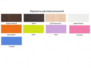 Кровать двухъярусная Юниор 1 Дуб молочный-Лайм/Голубой без бортика в Нефтекамске - neftekamsk.magazinmebel.ru | фото - изображение 2