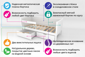 Кровать-тахта Svogen мягкая с ящиками и бортиком с фото белый/динозаврики в Нефтекамске - neftekamsk.magazinmebel.ru | фото - изображение 2